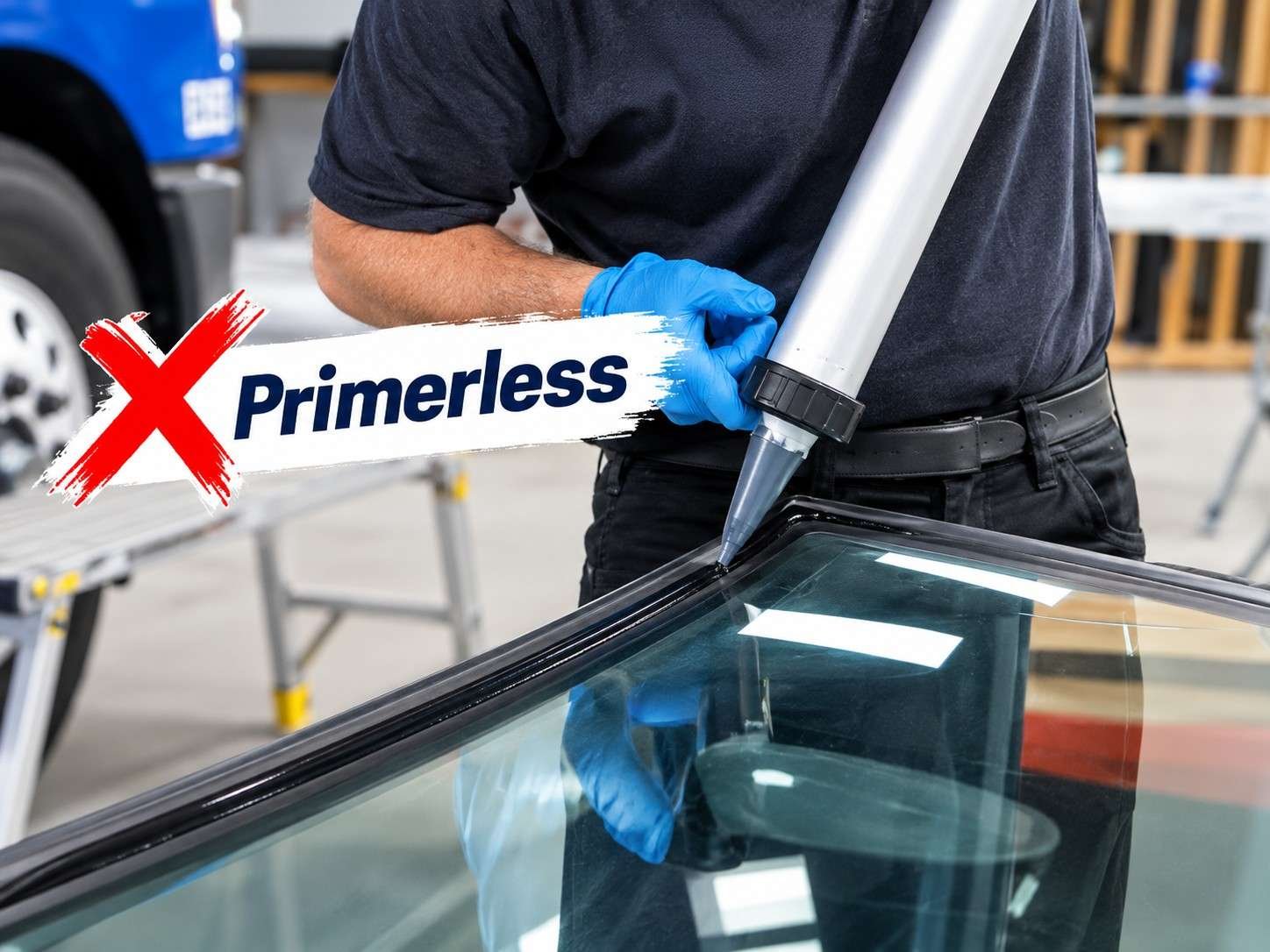 Glass surface primer for polyurethane adhesive windshield pre-treatment