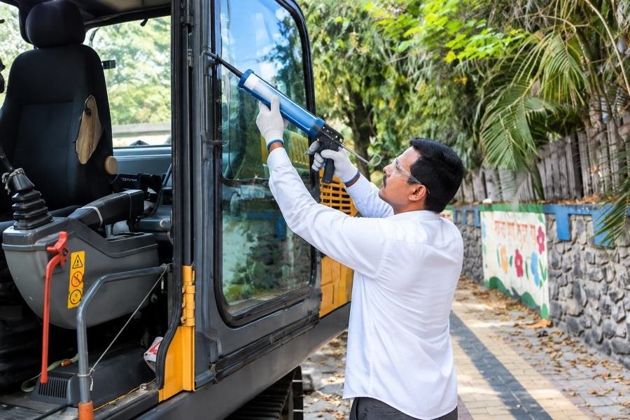 Specialty vehicle glass adhesive agriculture tractor cab
