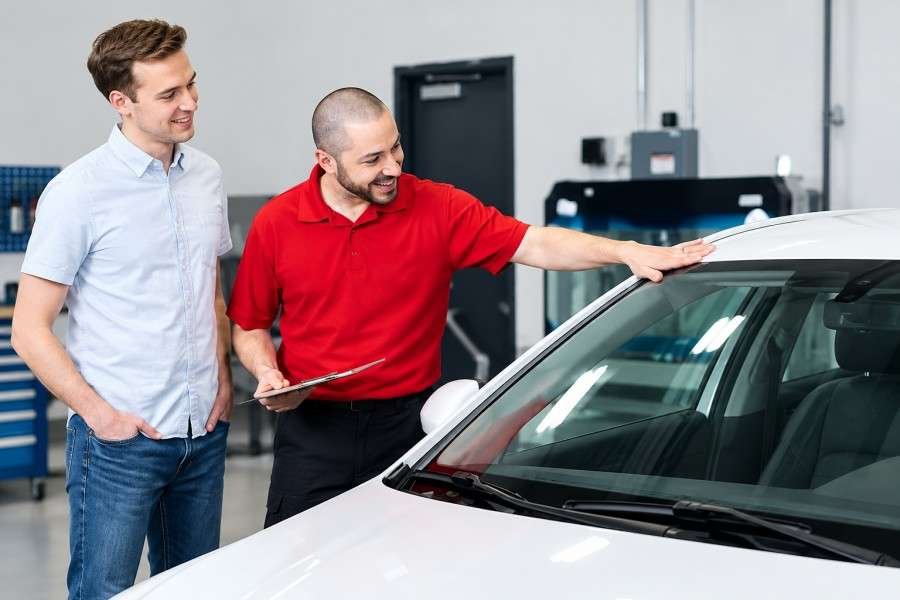 Fast repair shop drive away scene 1 hour customer handover