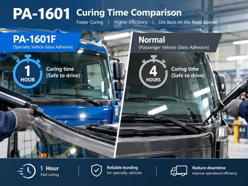 PA-1601F fast cure windshield adhesive curing time comparison timeline