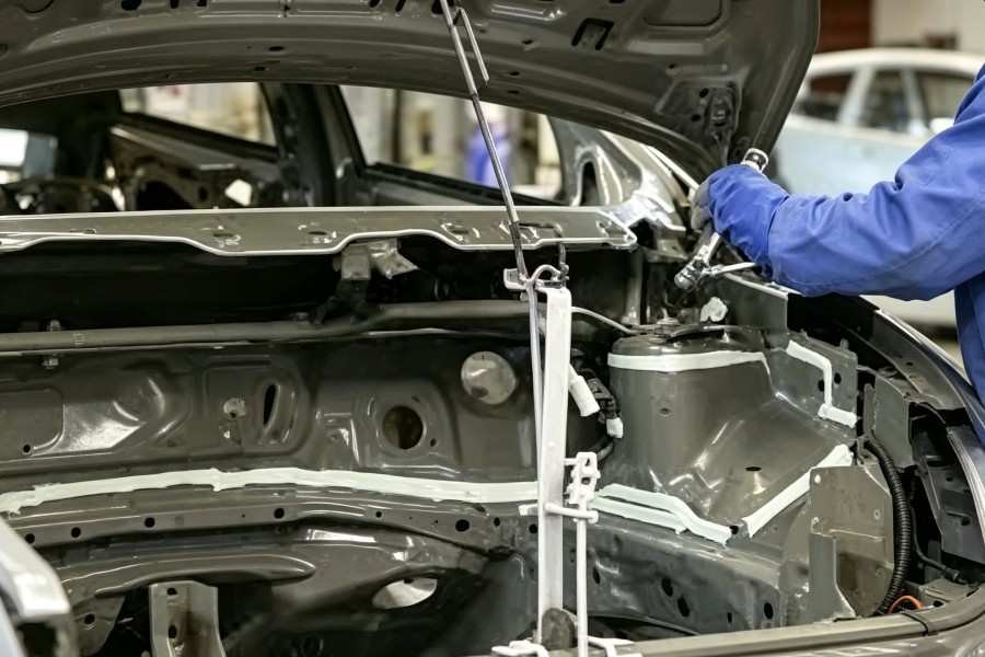 PA-1801 paintable structural automotive adhesive body panel assembly