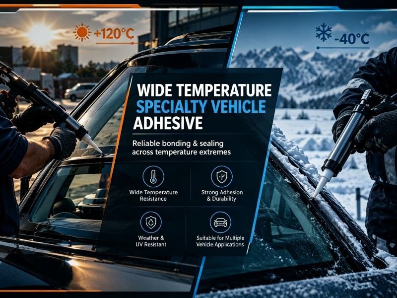 Wide temperature specialty vehicle adhesive tested from -40C to +90C
